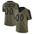 Yuxns Custom B.Ravens Olive Salute To Service Limited Game Any Name & Numbers Stitched Jerseys