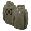 Yuxns Custom B.Ravens Olive Salute to Service Hoodie Any Name & Numbers Stitched Jerseys