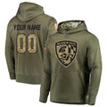 Yuxns Custom B.Ravens Olive Salute to Service Pullover Hoodie Any Name & Numbers Stitched Jerseys