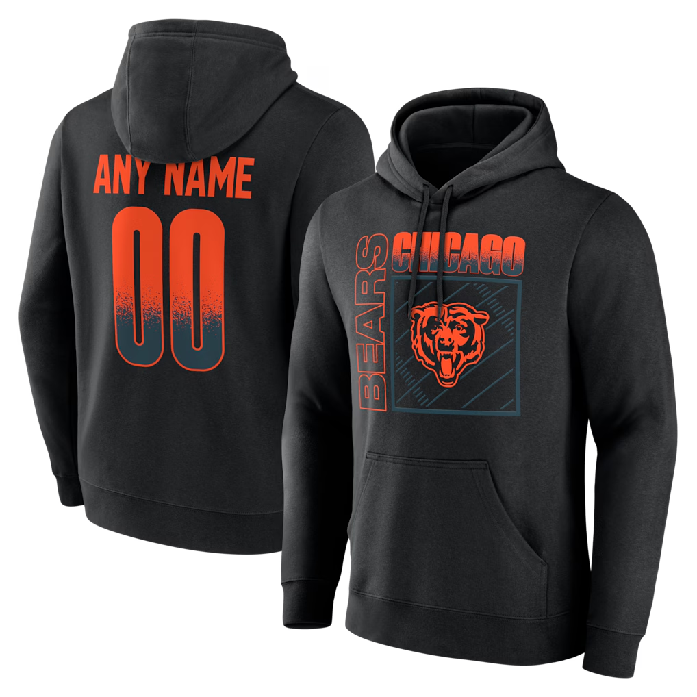 Yuxns Custom C.Bears Black Home Field Pop Personalized Name Number Hoodie Stitched Jerseys