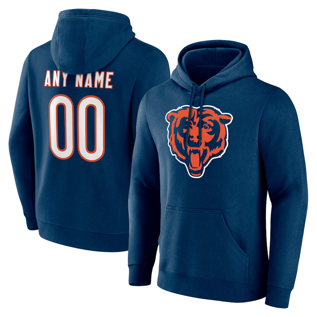 Yuxns Custom C.Bears Navy Team Authentic Personalized Name & Number Hoodie Stitched Jerseys