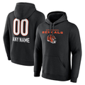 Yuxns Custom C.Bengals Black Personalized Name & Number Team Wordmark Pullover Hoodie Stitched Jerseys