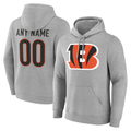 Yuxns Custom C.Bengals Gray Team Authentic Personalized Name & Number Hoodie Stitched Jerseys