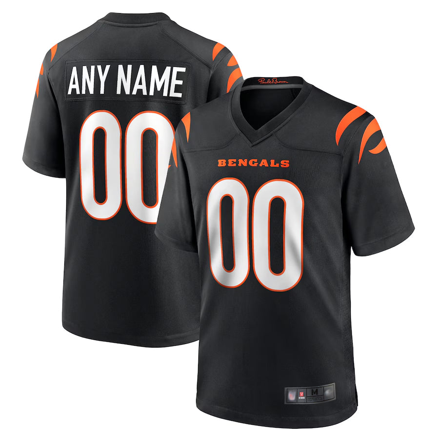 Yuxns Custom C.Bengals Black Home Replica Game Stitched Jerseys