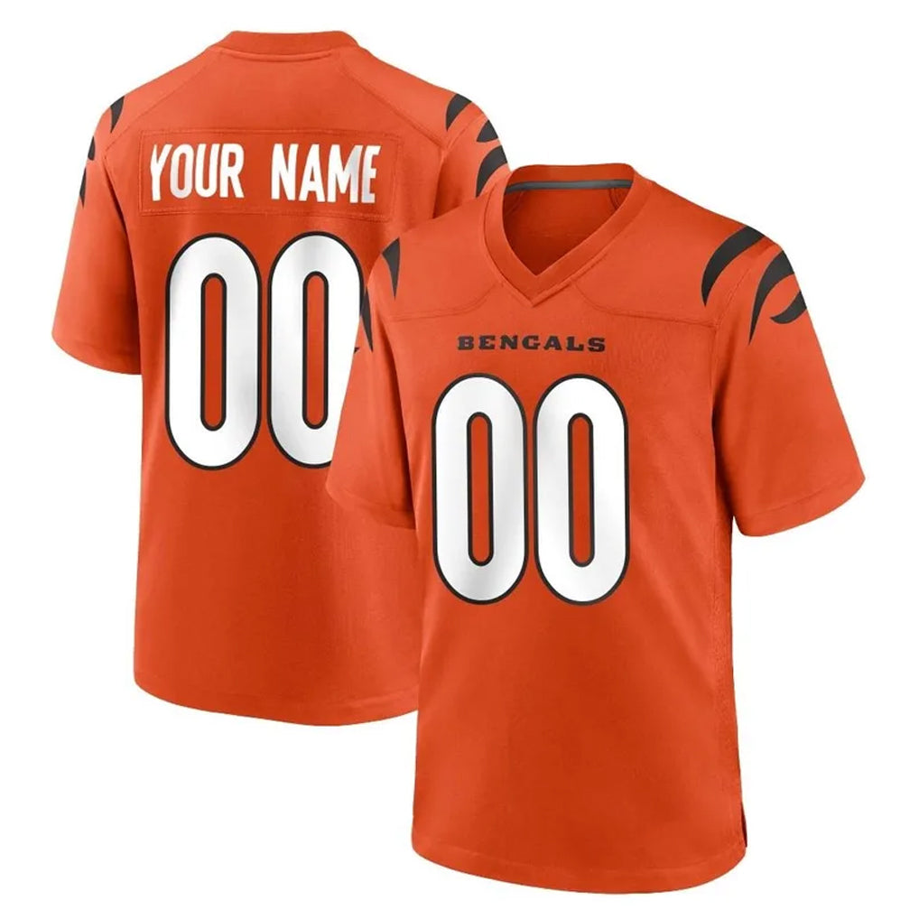Yuxns Custom C.Bengals Orange Home Game Any Name & Numbers Stitched Jerseys