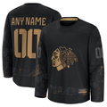 Yuxns Custom C.Blackhawks Black 2024 Military Appreciation Practice Jerseys