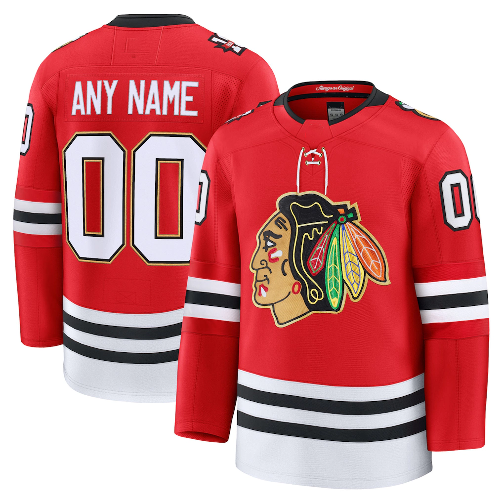 Yuxns Custom C.Blackhawks Red Centennial Premium Jerseys