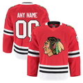 Yuxns Custom C.Blackhawks Red Home Authentic Pro Jerseys