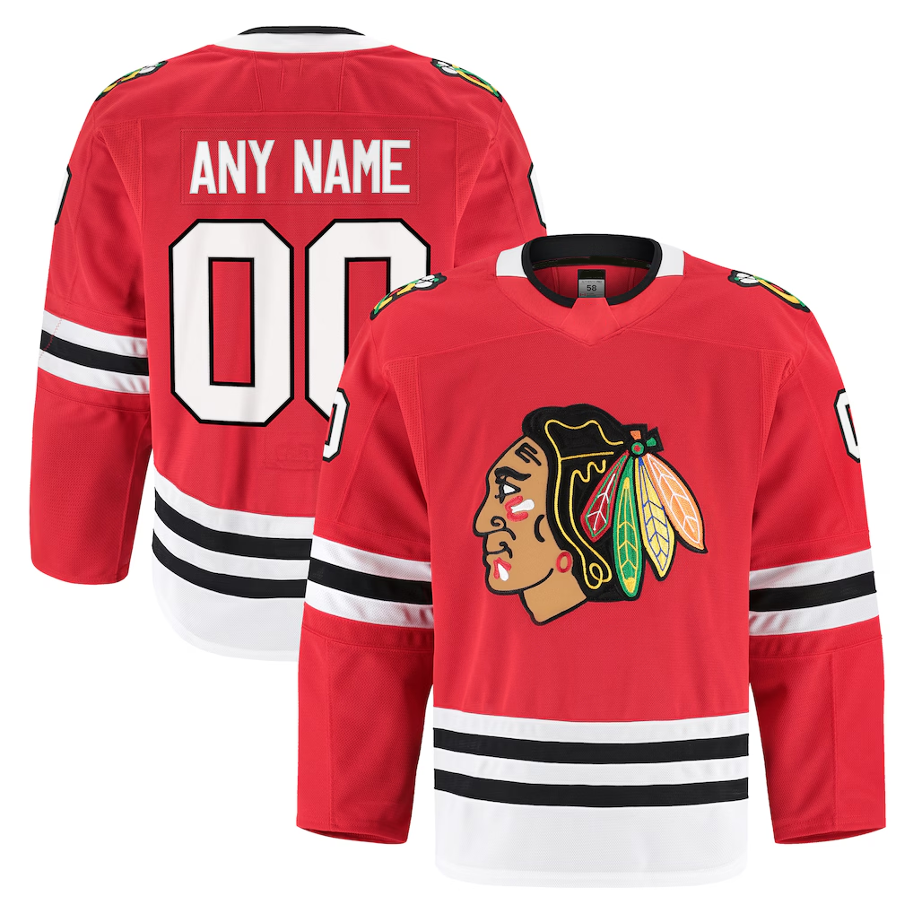Yuxns Custom C.Blackhawks Red Home Authentic Pro Jerseys
