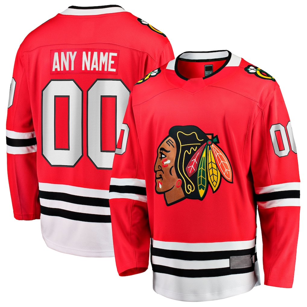 Yuxns Custom C.Blackhawks Red Home Breakaway Jerseys