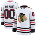 Yuxns Custom C.Blackhawks White Away Premium Jerseys