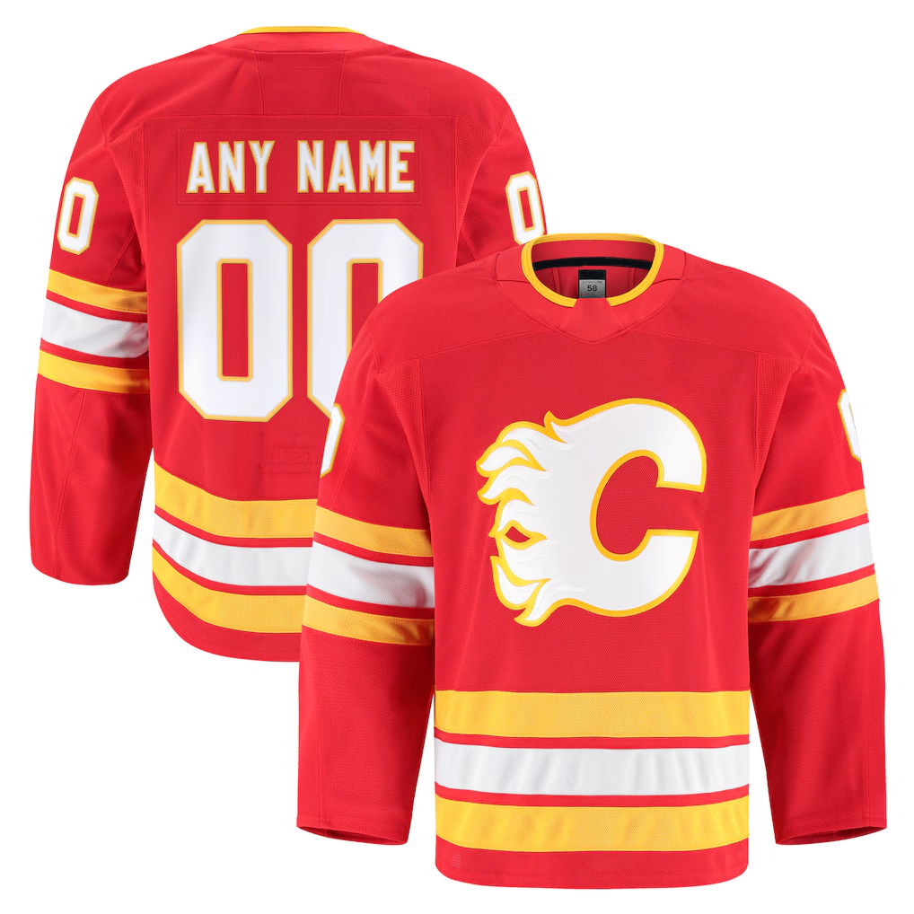 Yuxns Custom C.Flames Red Home Authentic Pro Jerseys