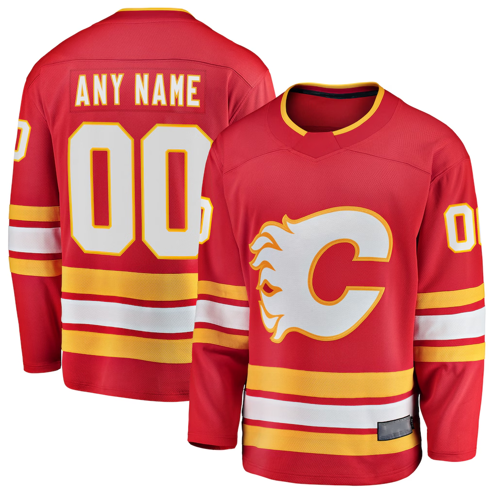 Yuxns Custom C.Flames Red Home Breakaway Jerseys