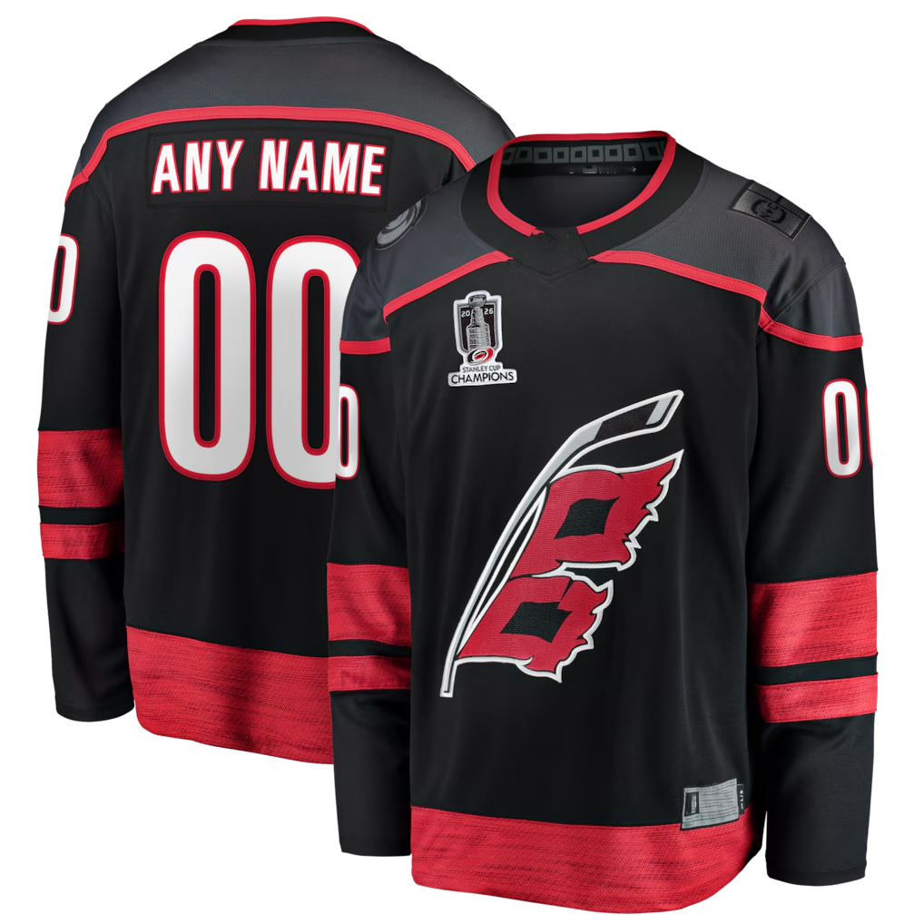 Yuxns Custom C.Hurricanes Black 2026 Stanley Cup Champions Home Breakaway Custom Stitched Jerseys