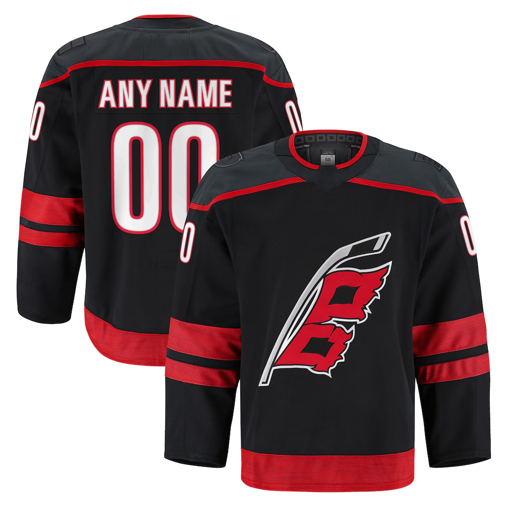 Yuxns Custom C.Hurricanes Black Home Authentic Pro Stitched Jerseys