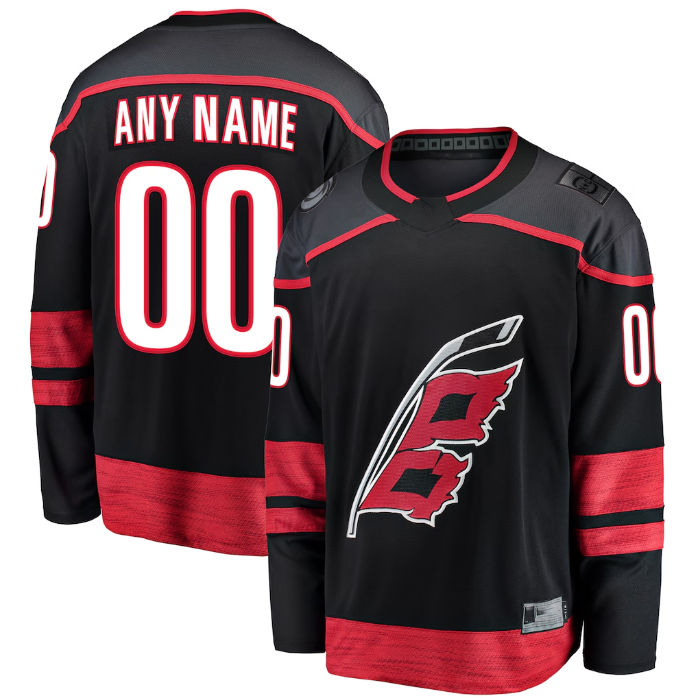 Yuxns Custom C.Hurricanes Black Home Breakaway Stitched Jerseys