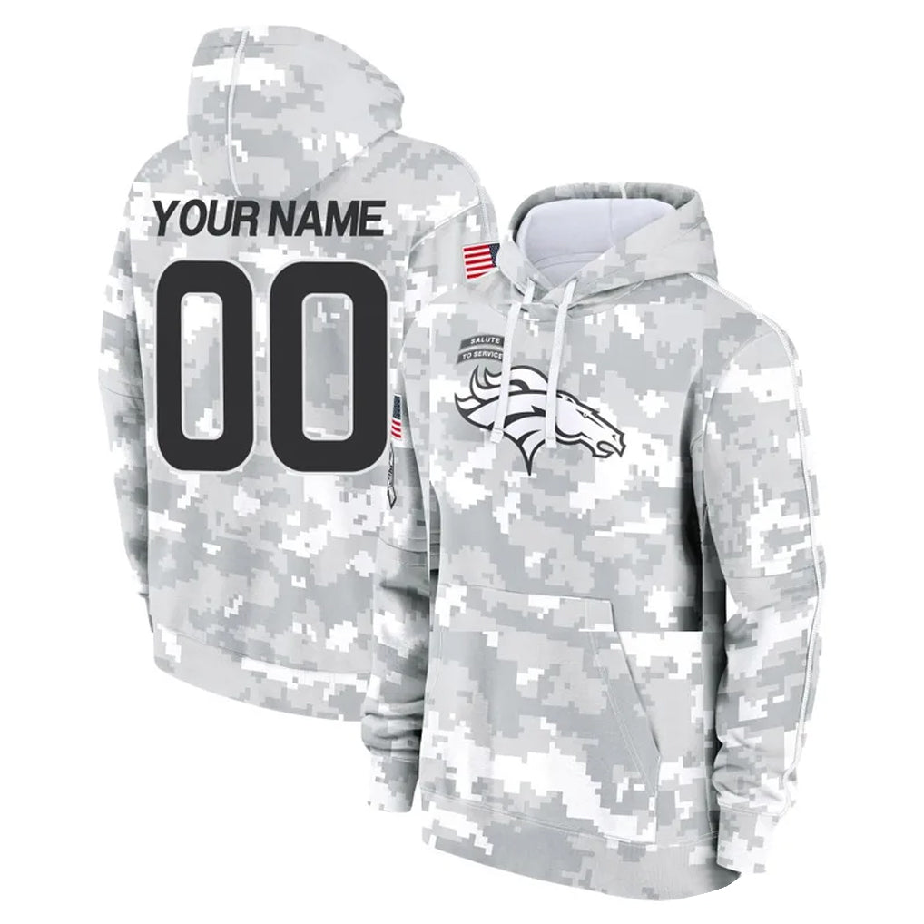 Yuxns Custom D.Broncos Arctic Camo Salute to Service Hoodies Limited Any Name & Numbers Stitched Jerseys