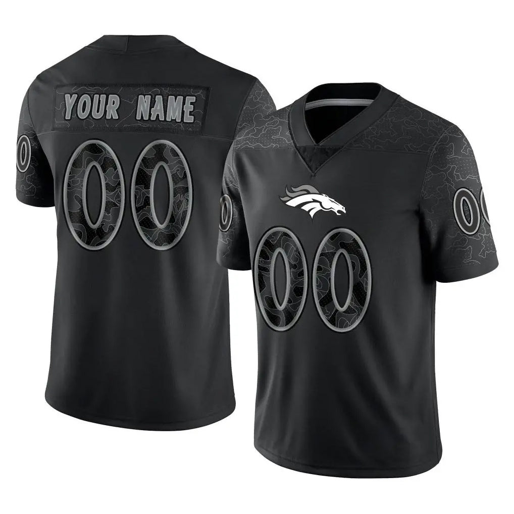 Yuxns Custom D.Broncos Black Reflective Limited Any Name & Numbers Stitched Jerseys