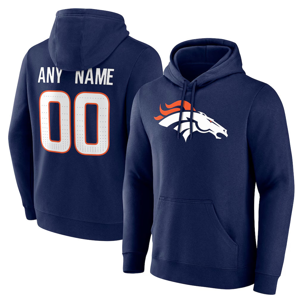 Yuxns Custom D.Broncos Navy Pullover Hoodie Limited Any Name & Numbers Stitched Jerseys