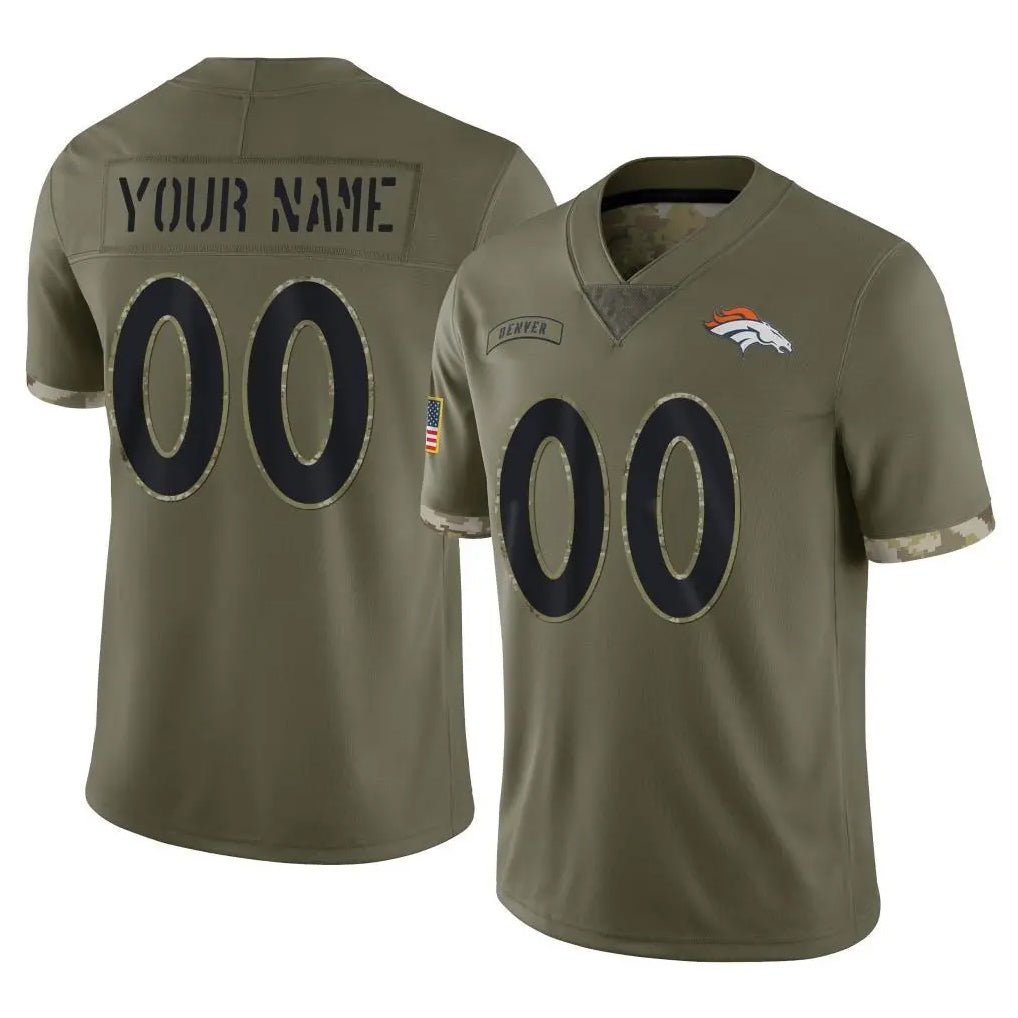 Yuxns Custom D.Broncos Olive Salute To Service Limited Any Name & Numbers Stitched Jerseys