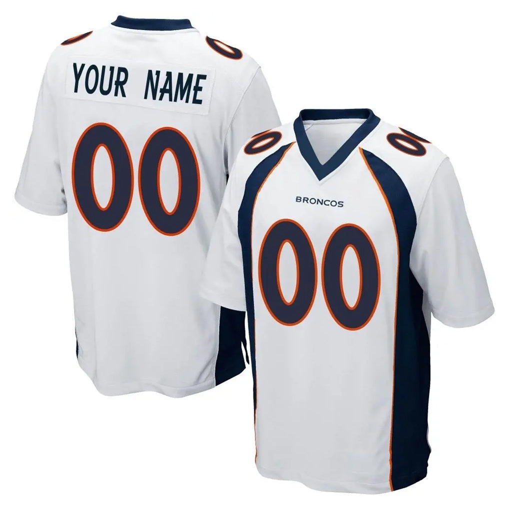 Yuxns Custom D.Broncos White Game Any Name & Numbers Stitched Jerseys
