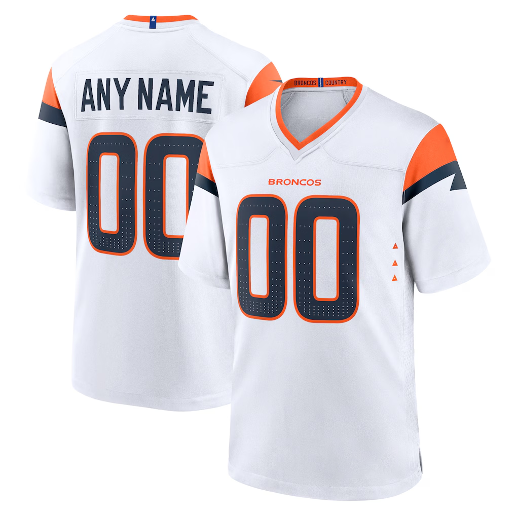 Yuxns Custom D.Broncos White Game Stitched Jerseys