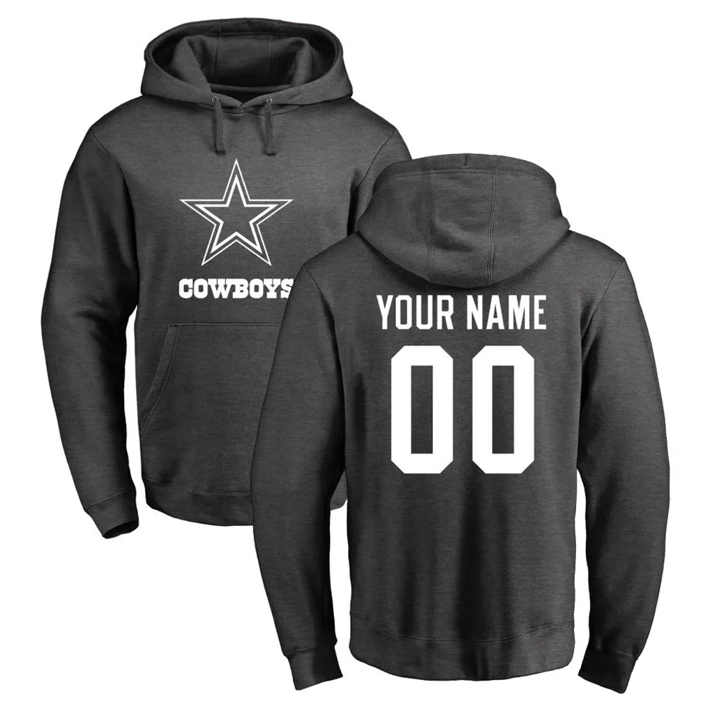 Yuxns Custom D.Cowboys Ash One Color Pullover Hoodie Limited Any Name & Numbers Stitched Jerseys