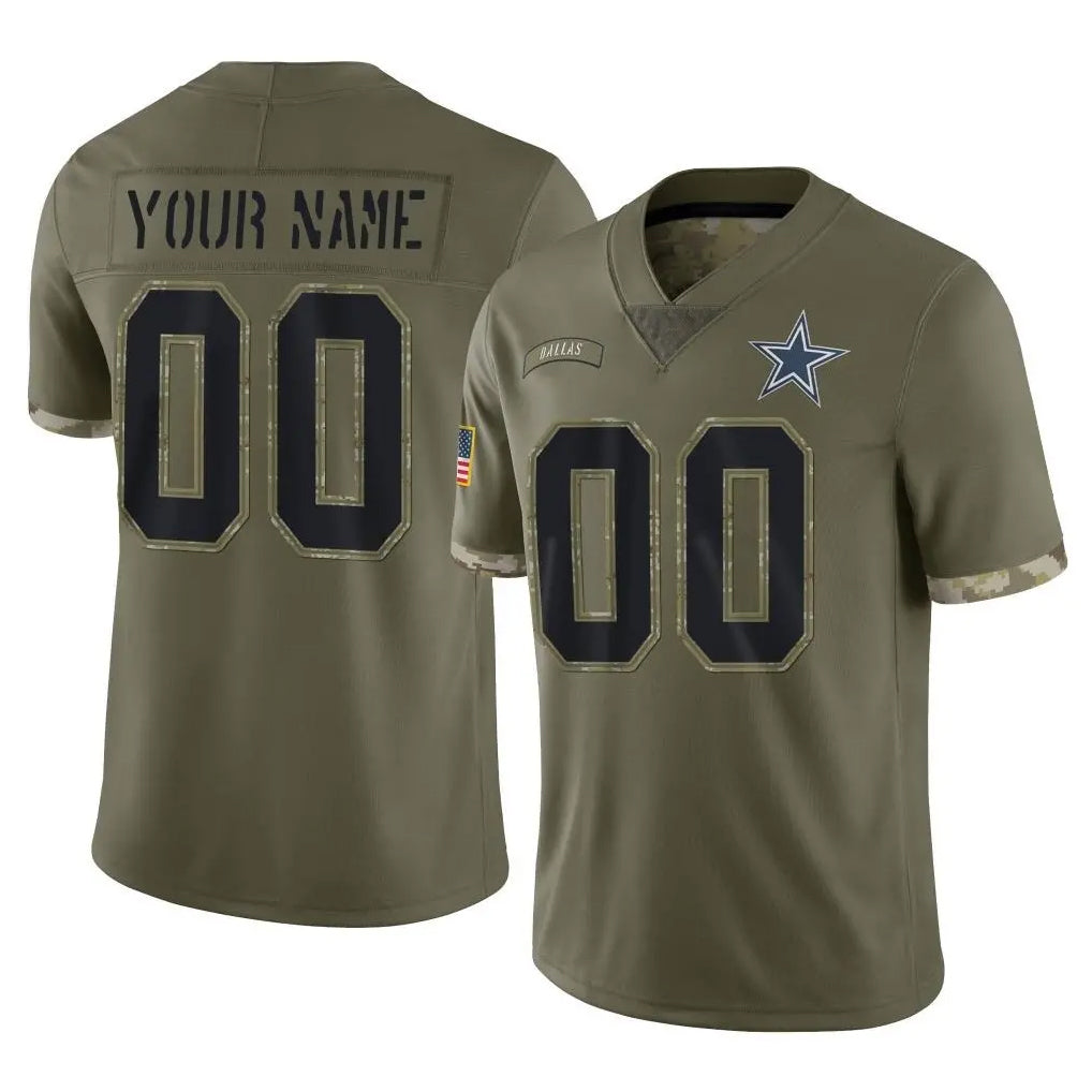 Yuxns Custom D.Cowboys Olive Salute to Service Limited Game Any Name & Numbers Stitched Jerseys