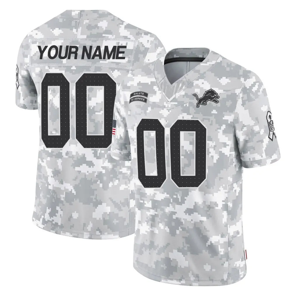 Yuxns Custom D.Lions Arctic Camo Salute To Service Limited Any Name & Numbers Stitched Jerseys
