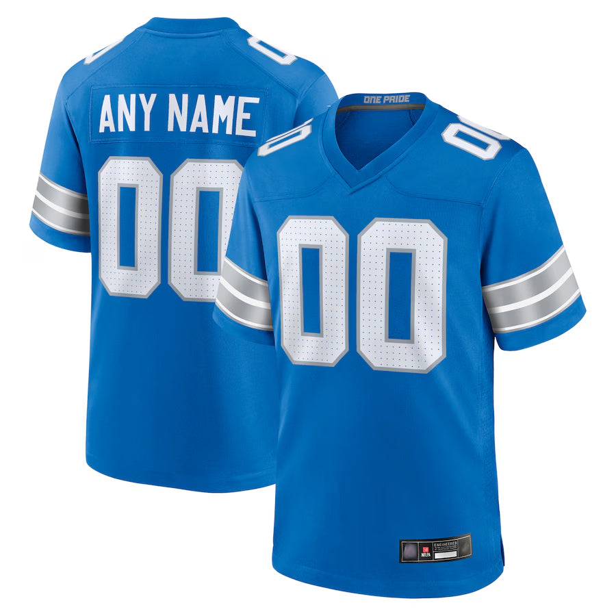 Yuxns Custom D.Lions Blue Home Game Stitched Jerseys