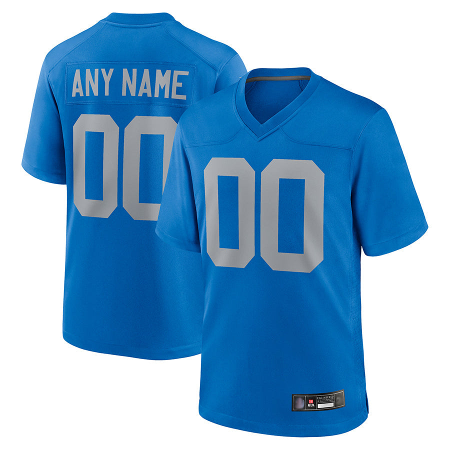 Yuxns Custom D.Lions Blue Limted Game Alternate Stitched Jerseys