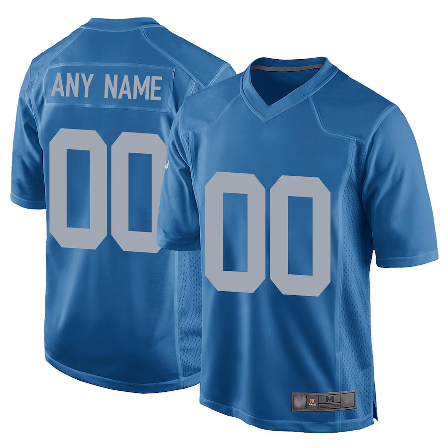 Yuxns Custom D.Lions Blue Replica Game Alternate Stitched Jerseys
