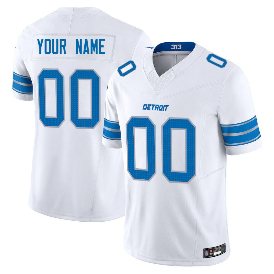 Yuxns Custom D.Lions White Vapor F.U.S.E. Limited Elite Stitched Jerseys