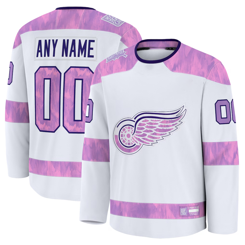 Yuxns Custom DR.Wings White 2024 Hockey Fights Cancer Practice Jerseys