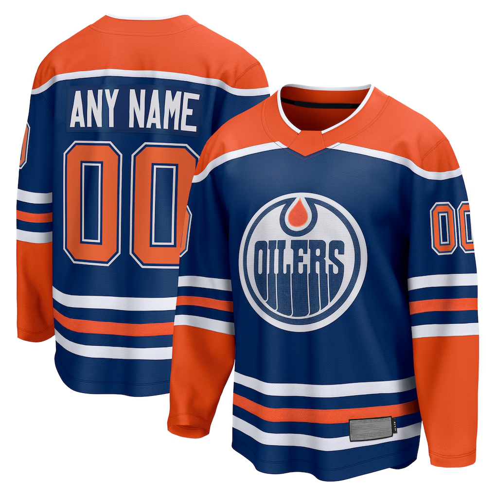 Yuxns Custom E.Oilers Royal Home Breakaway Jerseys