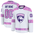 Yuxns Custom F.Panthers White 2024 Hockey Fights Cancer Practice Jerseys