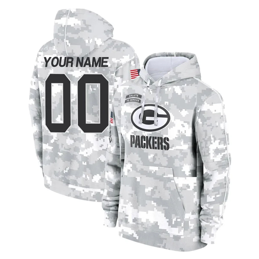 Yuxns Custom GB.Packers Arctic Camo Salute to Service Hoodies Limited Game Any Name & Numbers Stitched Jerseys