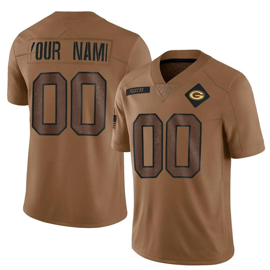 Yuxns Custom GB.Packers Brown Salute To Service Limited Stitched Jerseys