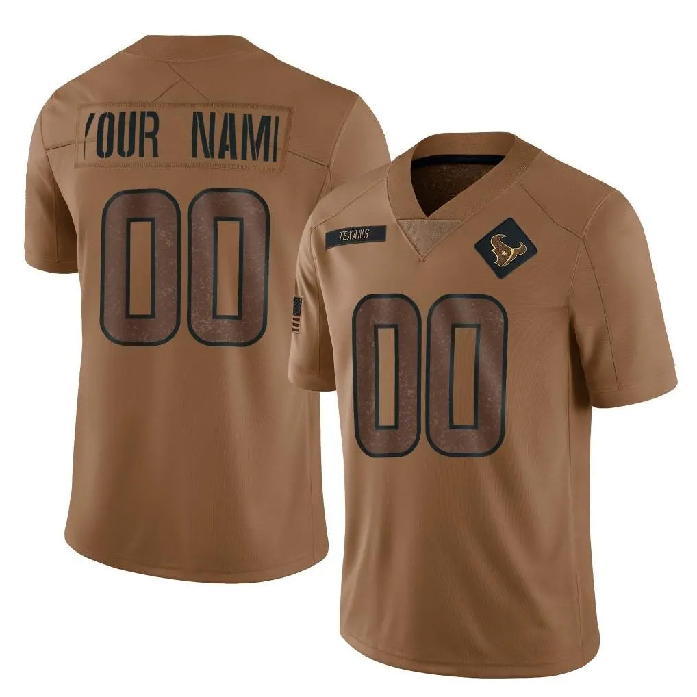Yuxns Custom H.Texans Brown Salute To Service Limited Any Name & Numbers Stitched Jerseys