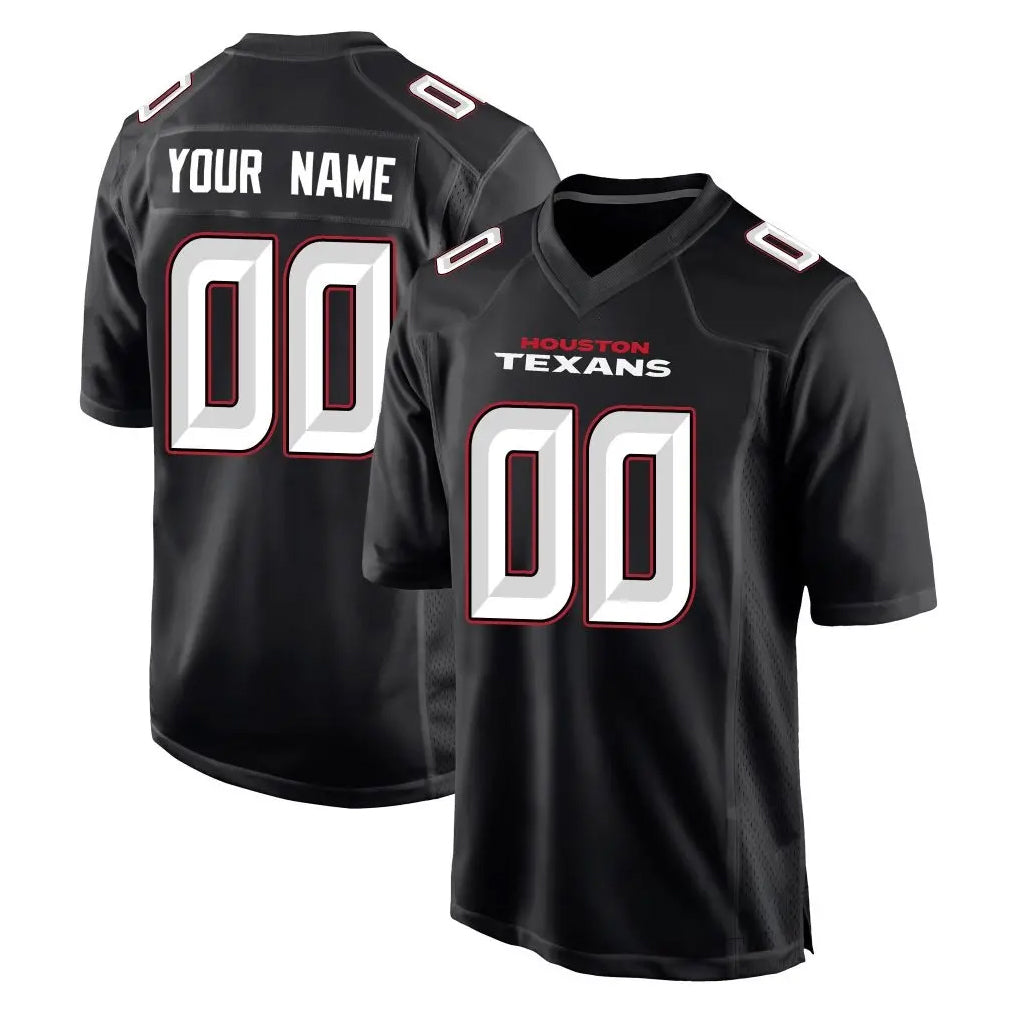 Yuxns Custom H.Texans Carbon Black Fashion Home Game Any Name & Numbers Stitched Jerseys