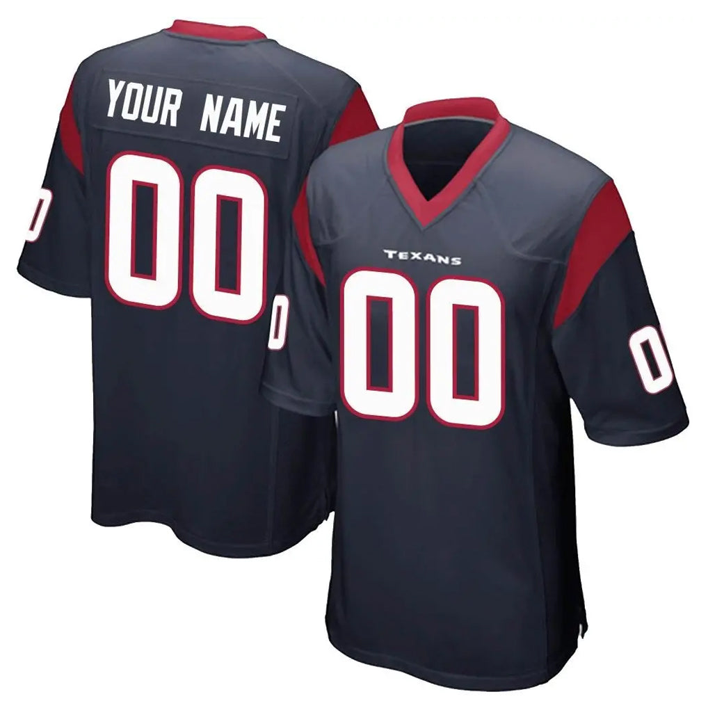 Yuxns Custom H.Texans Navy Home Game Any Name & Numbers Stitched Jerseys