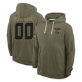 Yuxns Custom H.Texans Olive Salute to Service Pullover Hoodies Any Name & Numbers Stitched Jerseys