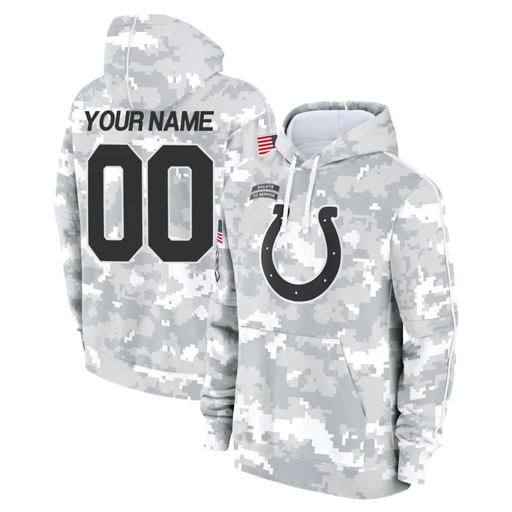 Yuxns Custom IN.Colts Arctic Camo Salute to Service Hoodies Limited Game Any Name & Numbers Stitched Jerseys