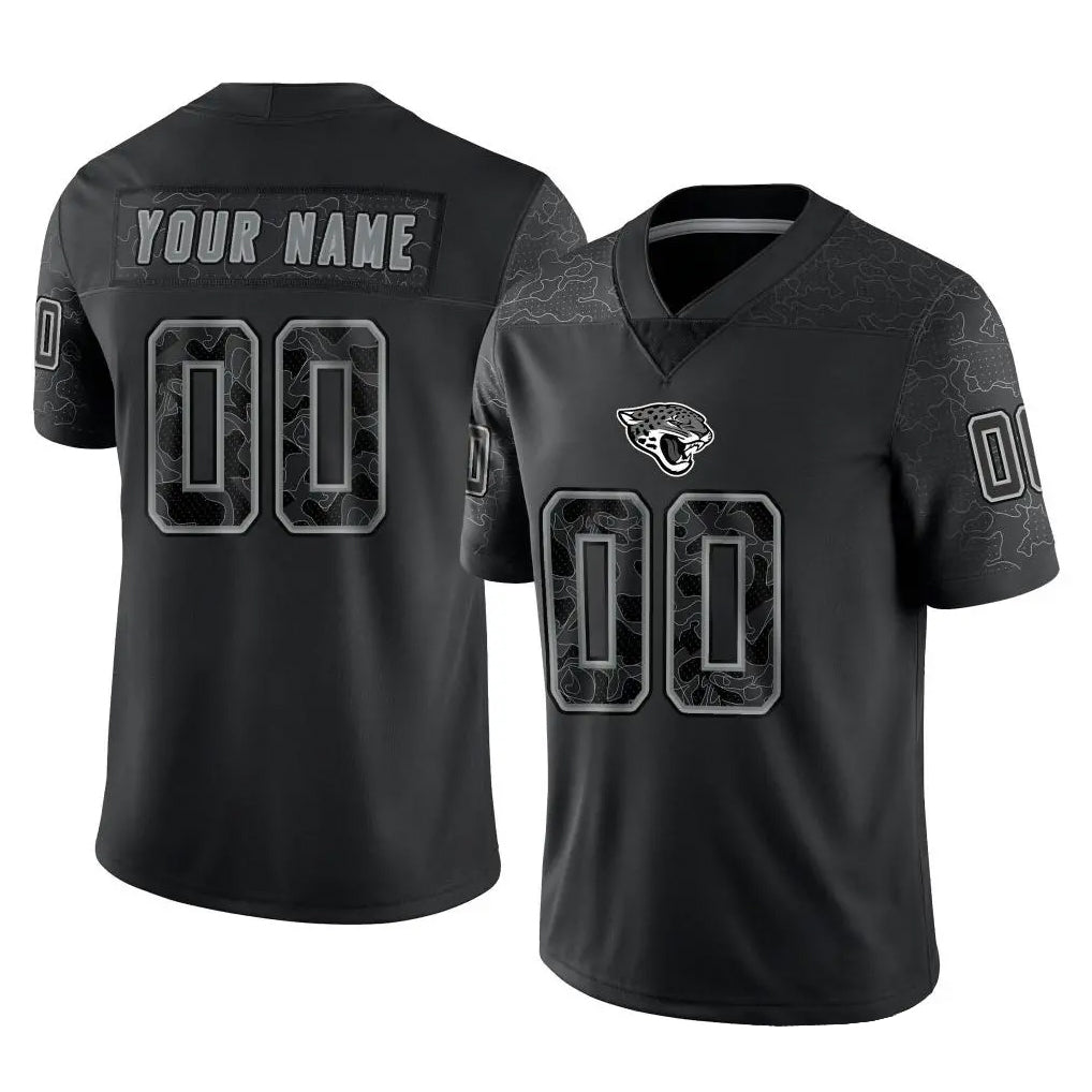 Yuxns Custom J.Jaguars Black Reflective Limited Game Any Name & Numbers Stitched Jerseys