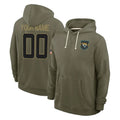 Yuxns Custom J.Jaguars Olive Salute to Service Pullover Hoodies Limited Any Name & Numbers Stitched Jerseys