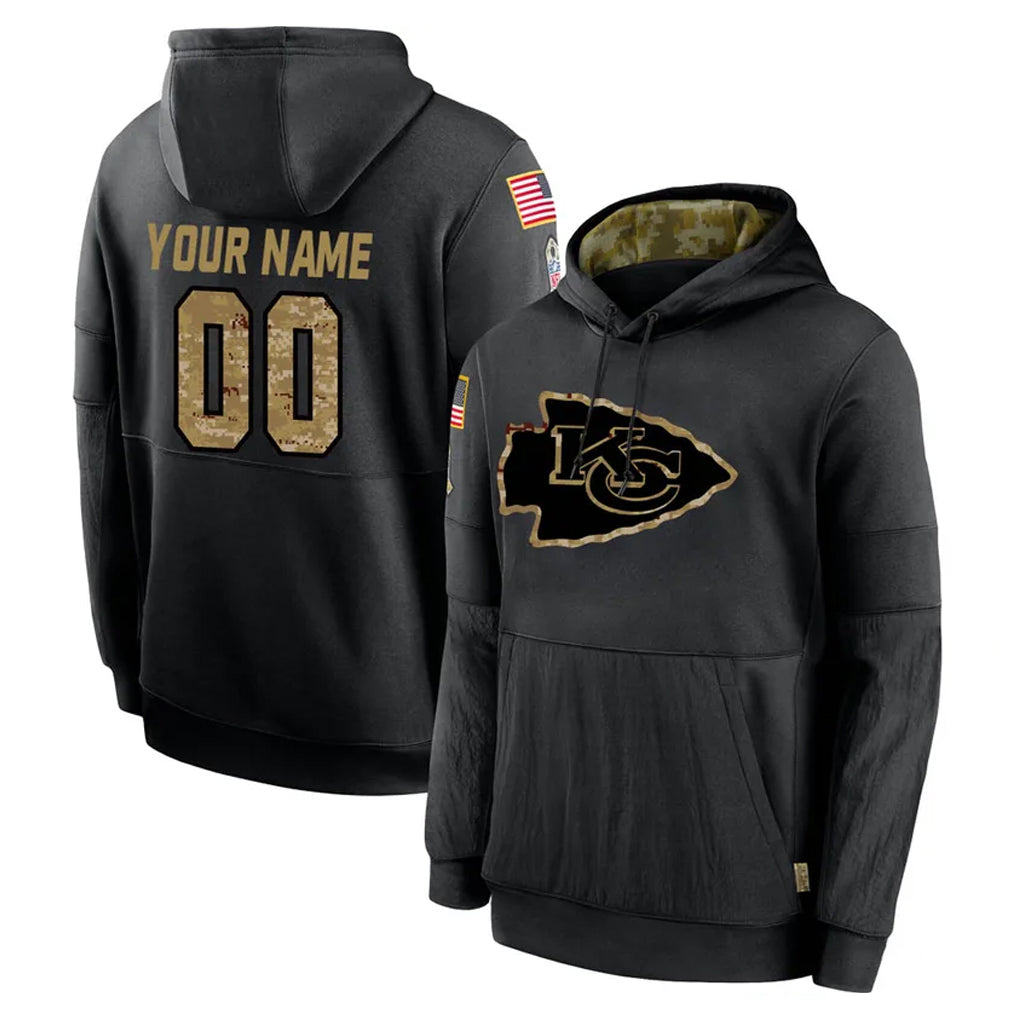 Yuxns Custom KC.Chiefs Black Salute to Service Hoodies Limited Game Any Name & Numbers Stitched Jerseys
