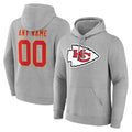 Yuxns Custom KC.Chiefs Gray Pullover Hoodies Limited Any Name & Numbers Stitched Jerseys