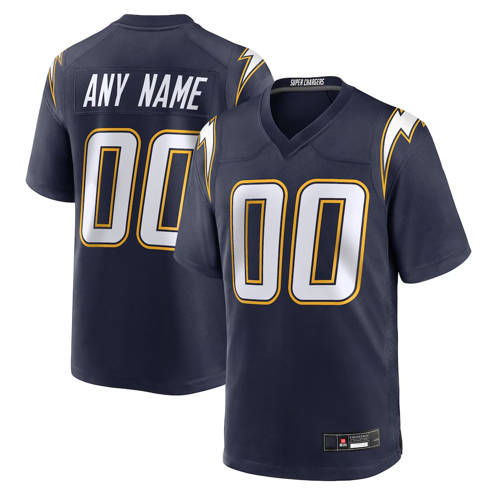 Yuxns Custom LA.Chargers Navy Alternate Super Chargers Game Stitched Jerseys