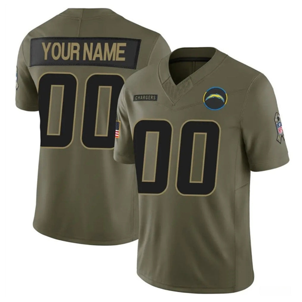 Yuxns Custom LA.Chargers Salute To Service Olive Limited Stitched Jerseys