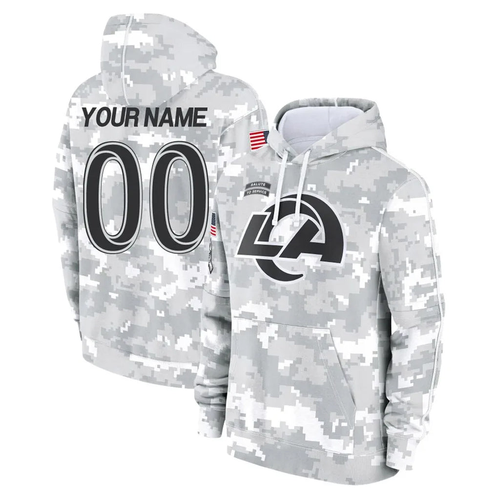 Yuxns Custom LA.Rams Arctic Camo Salute to Service Hoodies Limited Game Any Name & Numbers Stitched Jerseys